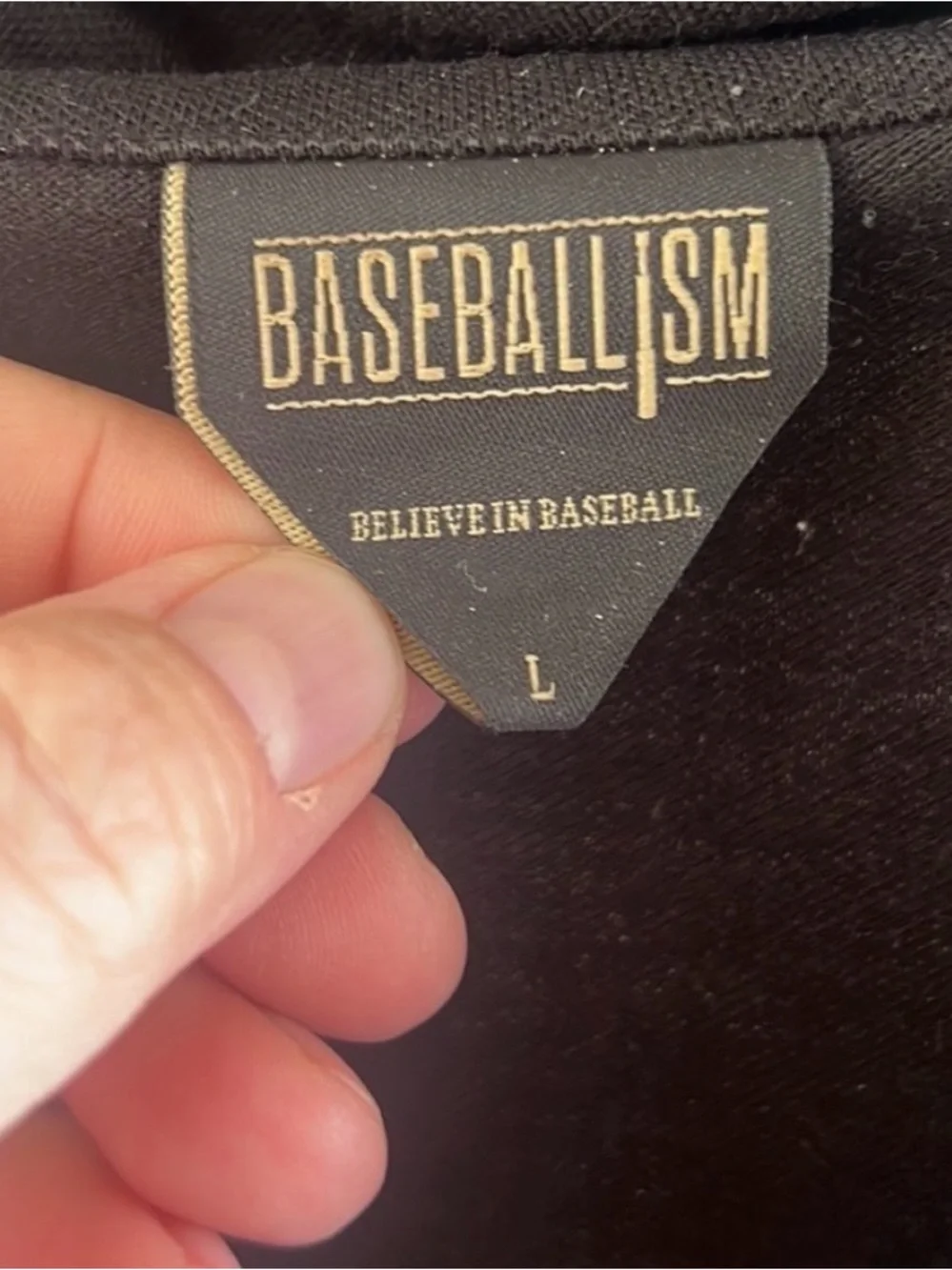 Men's Black Baseball Baseballism Large Polo